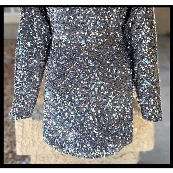 Sequin over Velveteen Mini Dress Size S - Picture 4 of 9